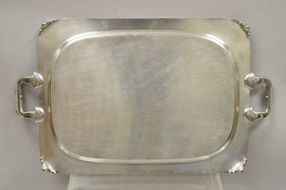 Ornate English Victorian Twin Handle Heavy Silver Plate Platter Tray