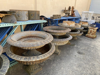 Cast Iron Low and Wide 38" Round French Classic Style Outdoor Garden Urn Planter
