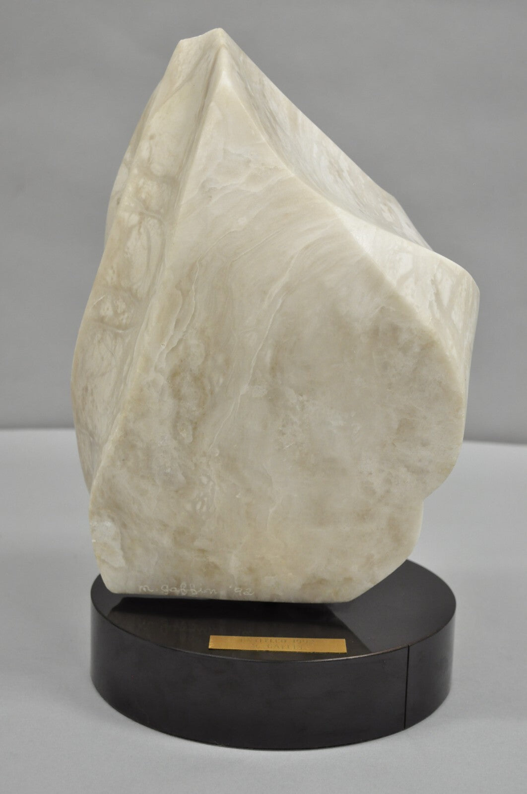 Morton Gaffin Untitled 1992 Modernist Carved White Alabaster Abstract Sculpture