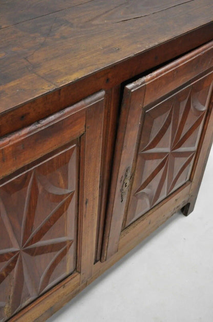 18th Century Carved Walnut Italian Baroque Two Door Credenza Cabinet Buffet