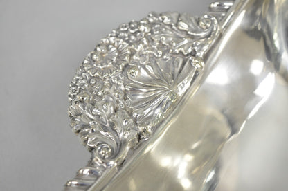 Antique English Victorian Scalloped Silver Plated Serving Dish Platter w Divider