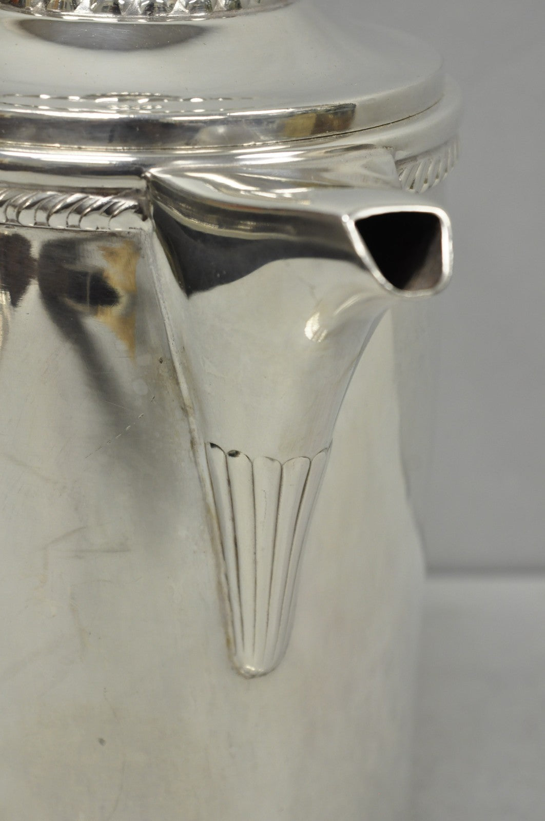 Antique English Victorian Silver Plated Enamel Line Large Beverage Water Pitcher