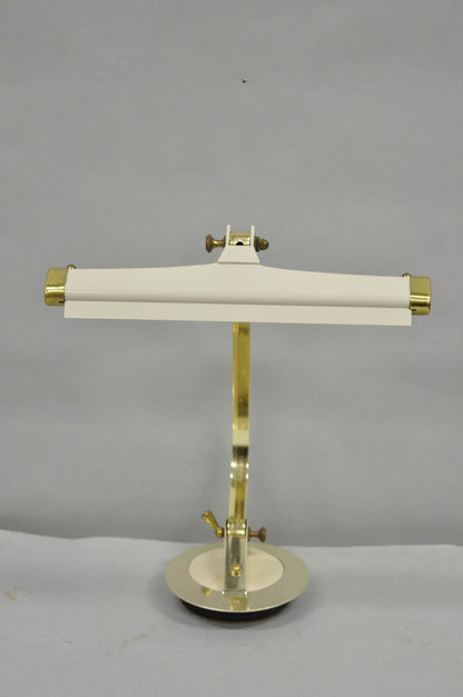 Vintage Cannon Mid Century Modern Enamel & Brass Space Age Adjustable Desk Lamp