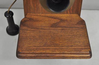 Antique Victorian Quartersawn Oak Hand Crank Candlestick Phone Wall Telephone