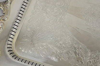 English Silver Large Victorian Silver Plated Rectangular Serving Platter Tray