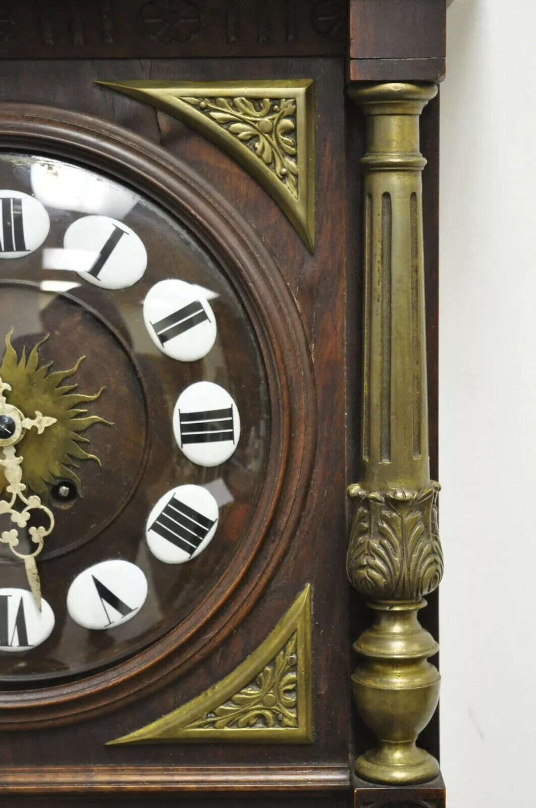 Antique French Empire Victorian Bronze Ormolu Walnut Vatican Wall Clock
