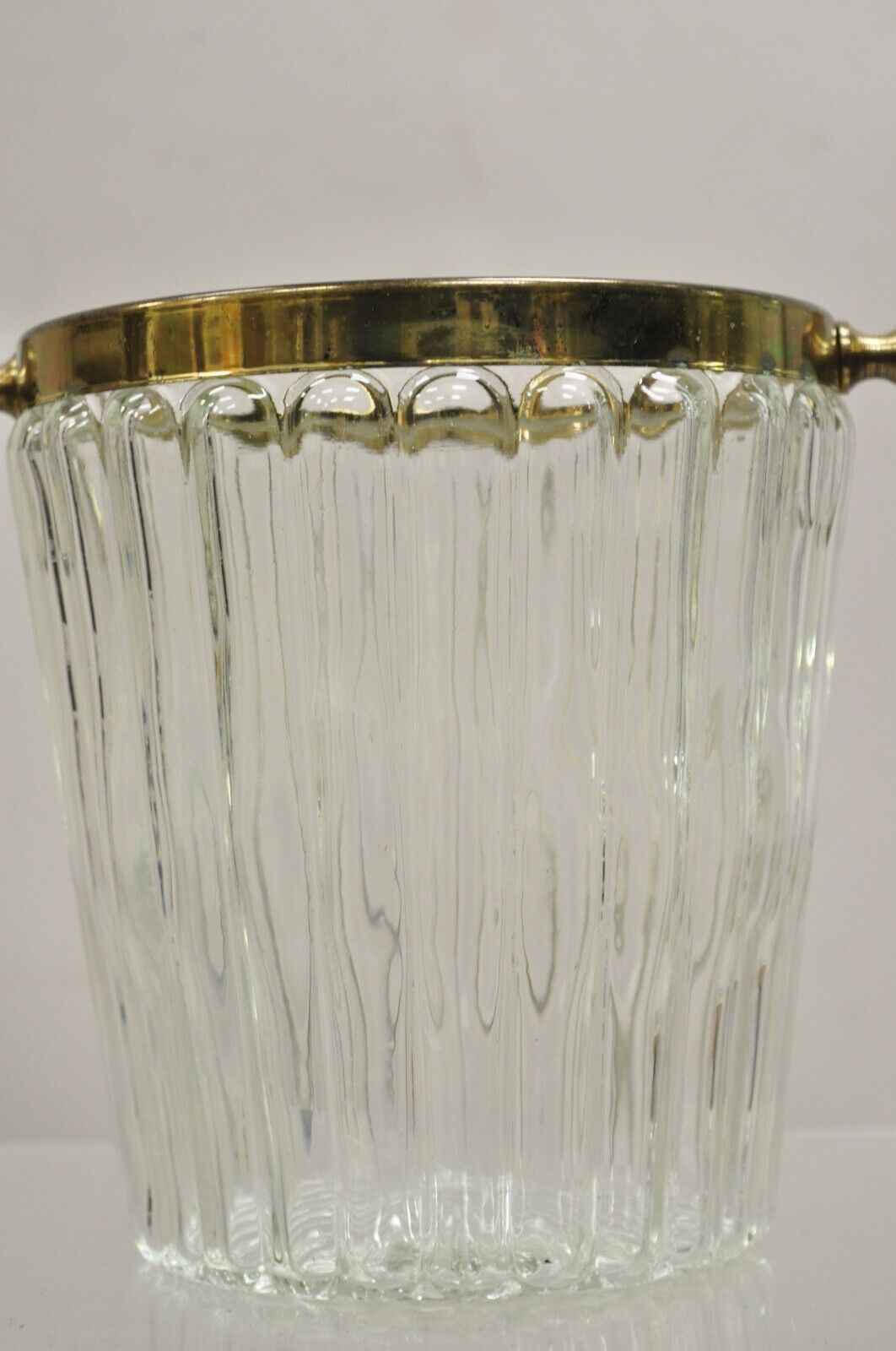 Vintage Hollywood Regency Brass & Glass Champagne Wine Chiller Ice Bucket