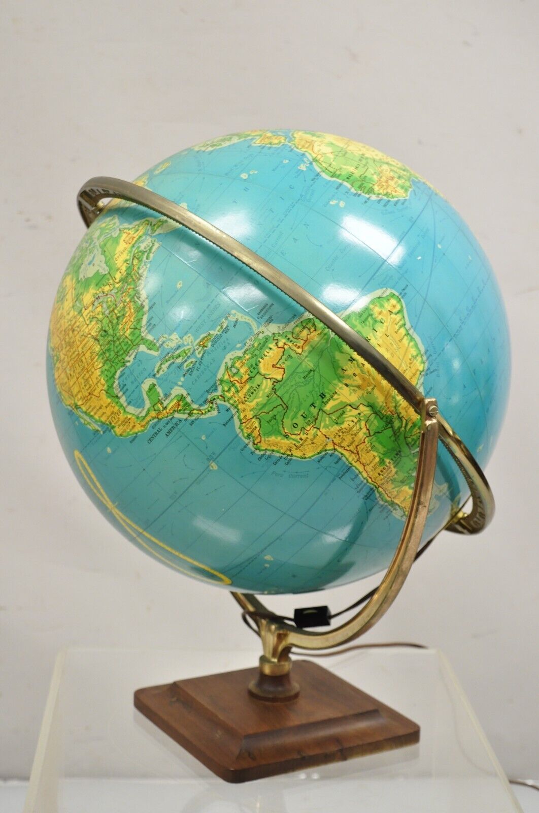 Vintage Cram's 16" Physical Political Terrestrial Illuminated Lighted Globe