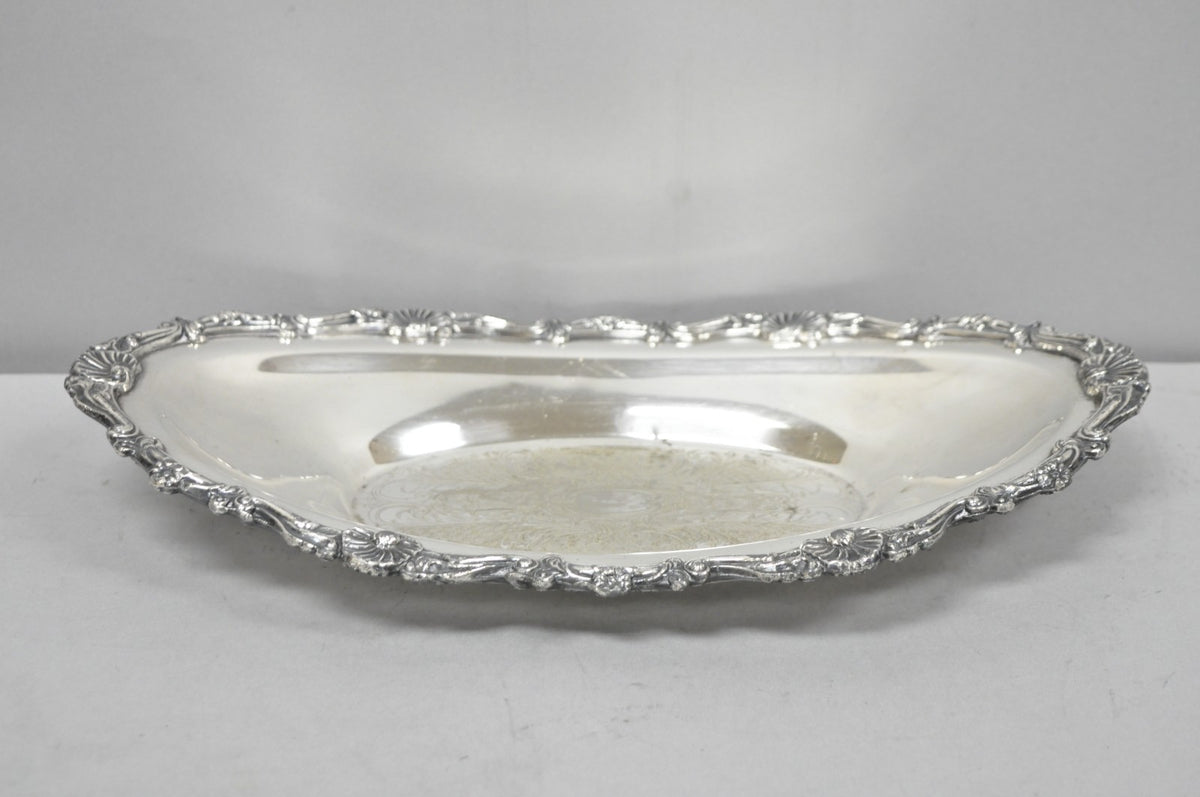 Vintage Victorian Style Silver Plated Oval 13.5" Trinket Serving Dish (D)