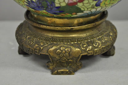 Cloisonne Porcelain Enamel Small Bronze Bulbous Chinese Ginger Jar Table Lamp