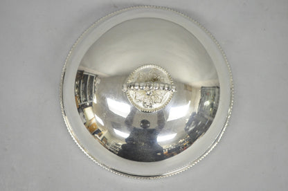 Vintage English Edwardian Style Silver Plated 10" Round Serving Dish Plate Cover