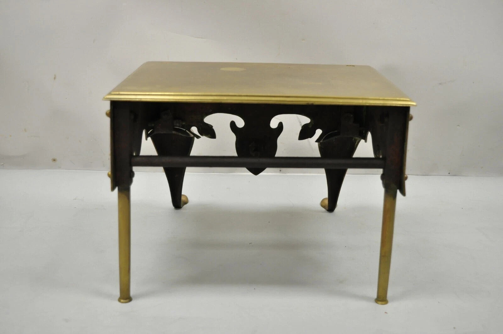 Antique English Victorian Solid Brass 40 lb. Footman Fireplace Trivet
