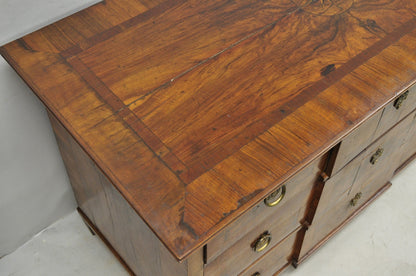 Antique Italian Biedermeier Burr Walnut 3 Drawer Commode Dresser Chest of Drawer