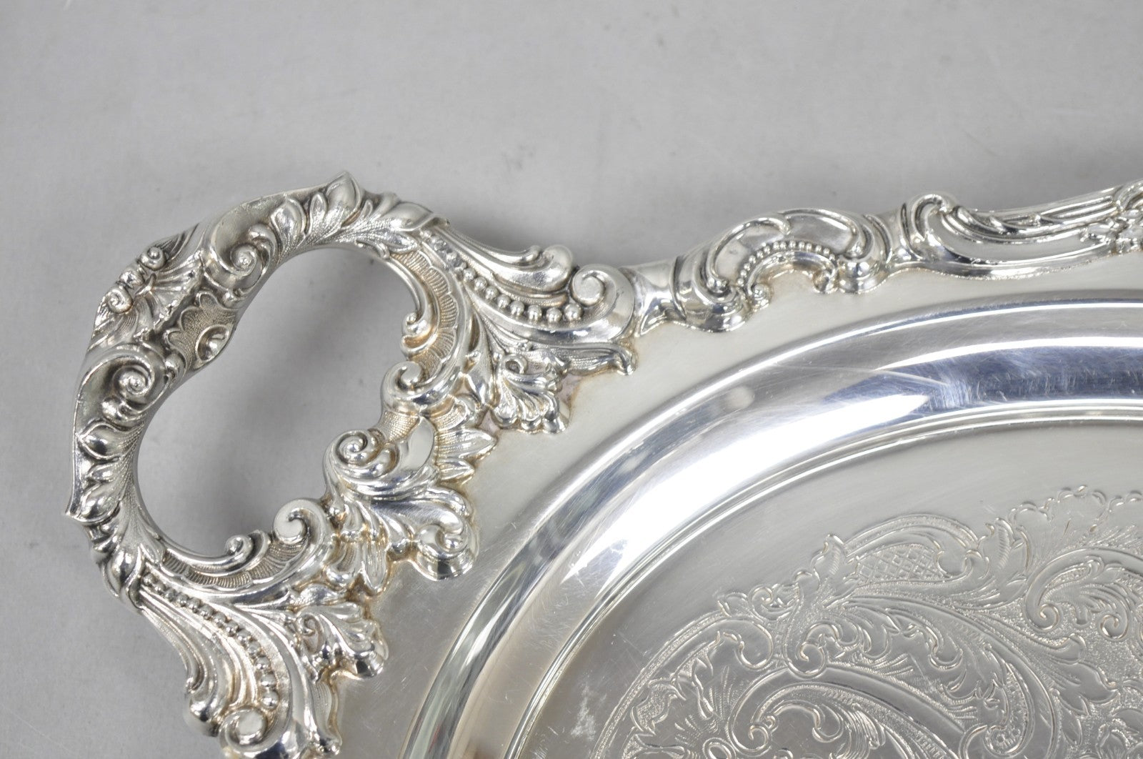 Vintage Baroque by Wallace 293F Victorian Silver Plated Oval Bar Serving Tray