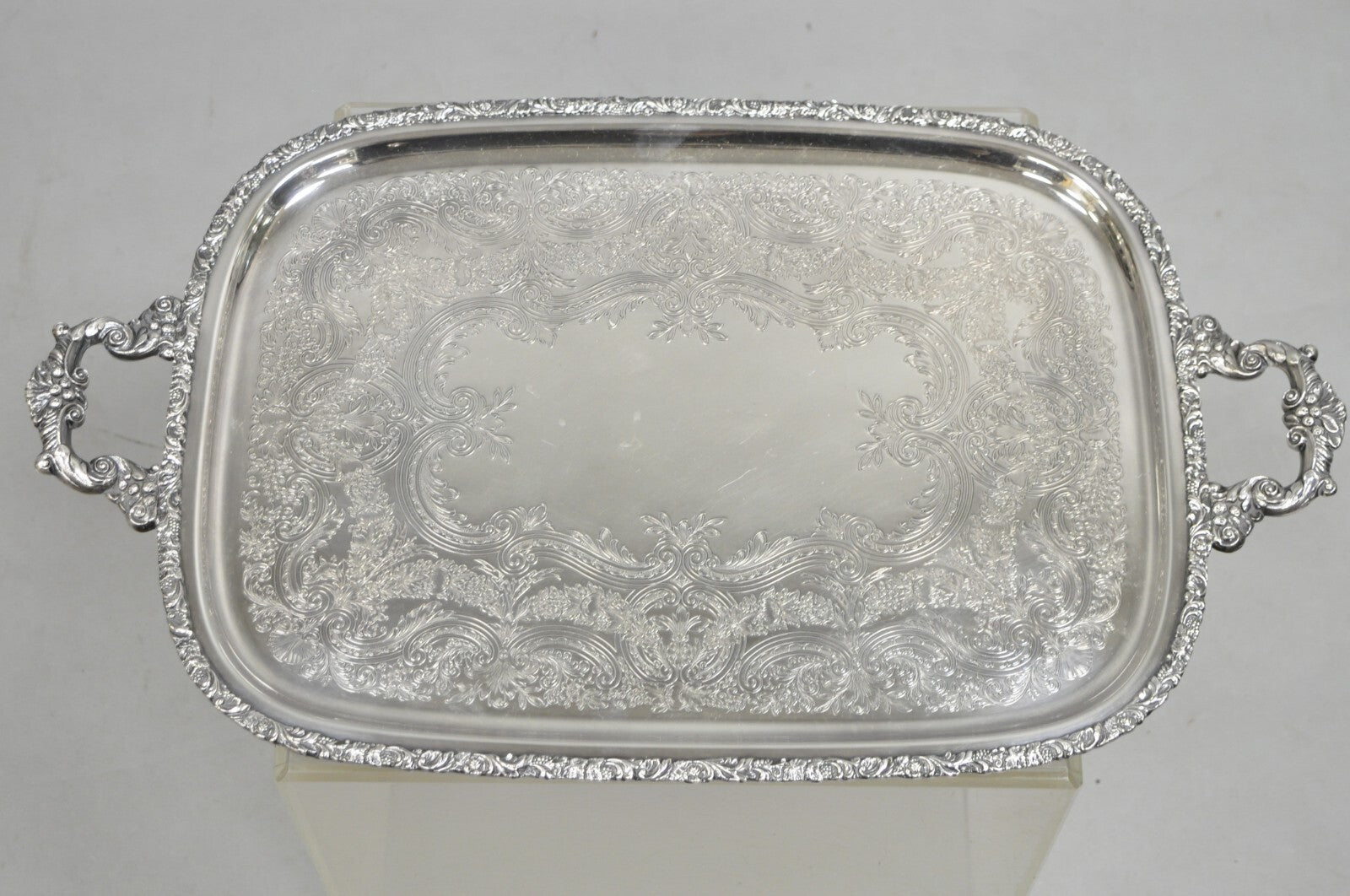 Vintage Victorian International Silver Co Silver Plated Bar Serving Platter Tray