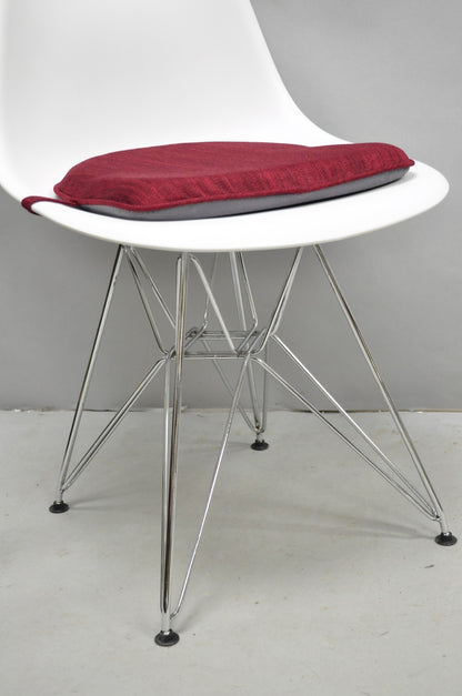 Modern Eames Style Molded Plastic Metal Base Dining Side Chairs - Set of 4