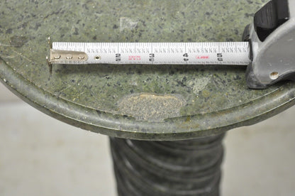 Italian Classical Style Green Marble Spiral Carved Round Pedestal Plant Stand