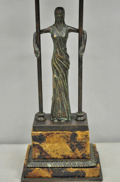 Vintage Maitland Smith Art Deco Art Nouveau Bronze Lady Figural Table Lamp