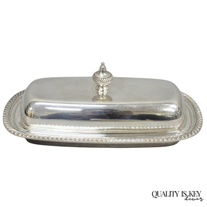 Vintage Oneida Silver Plated Covered Butter Dish w/ Glass Liner (A)