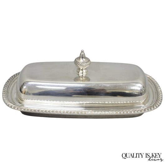 Vintage Oneida Silver Plated Covered Butter Dish w/ Glass Liner (A)