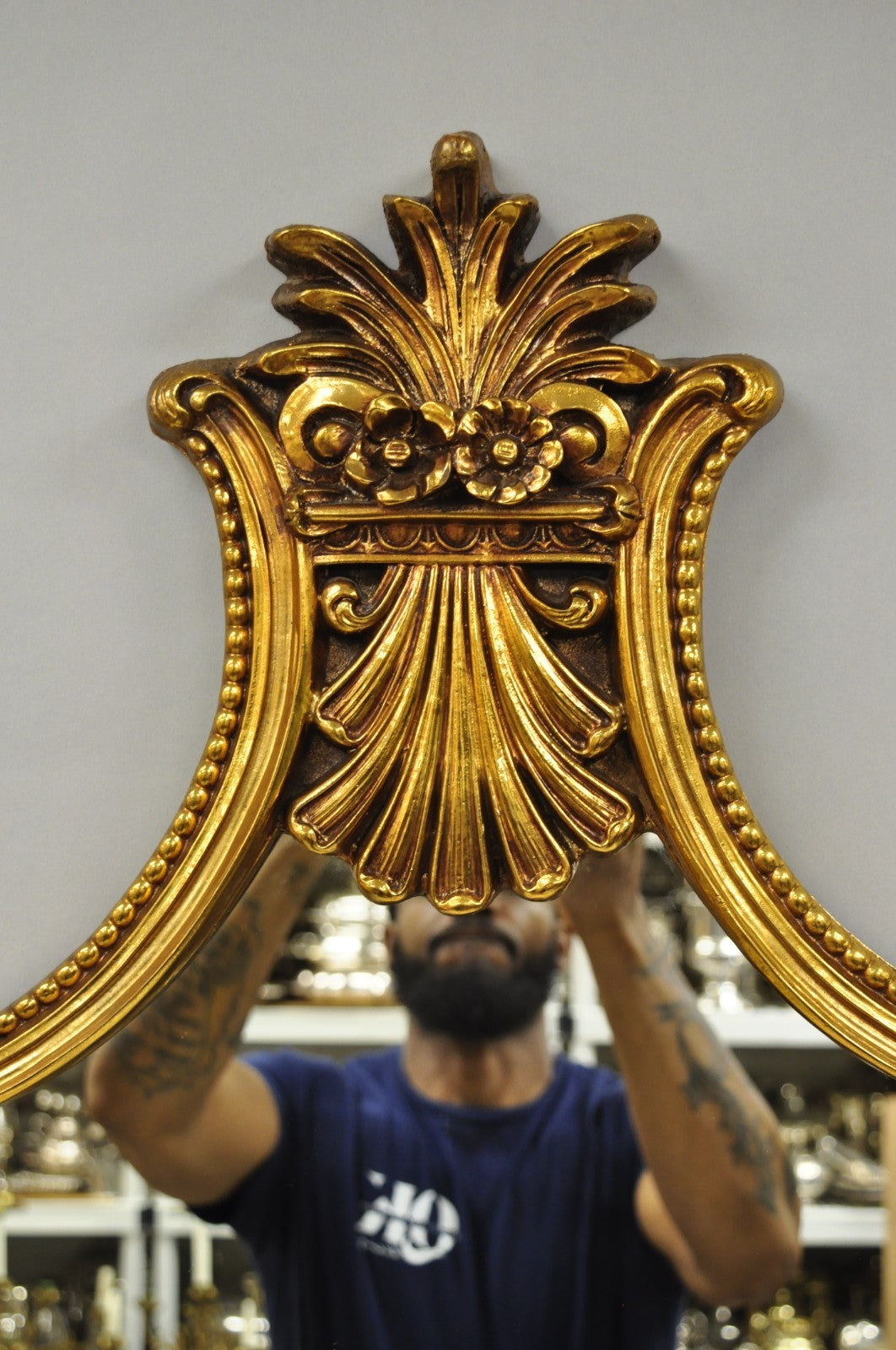 Vintage French Louis XV Victorian Style Gold Gilt Console Table & Mirror - 2 Pcs