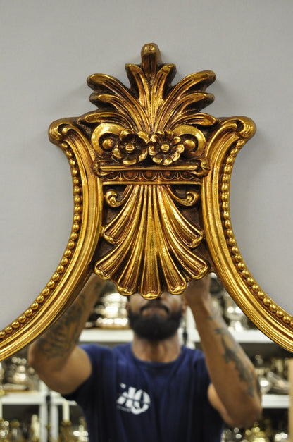Vintage French Louis XV Victorian Style Gold Gilt Console Table & Mirror - 2 Pcs