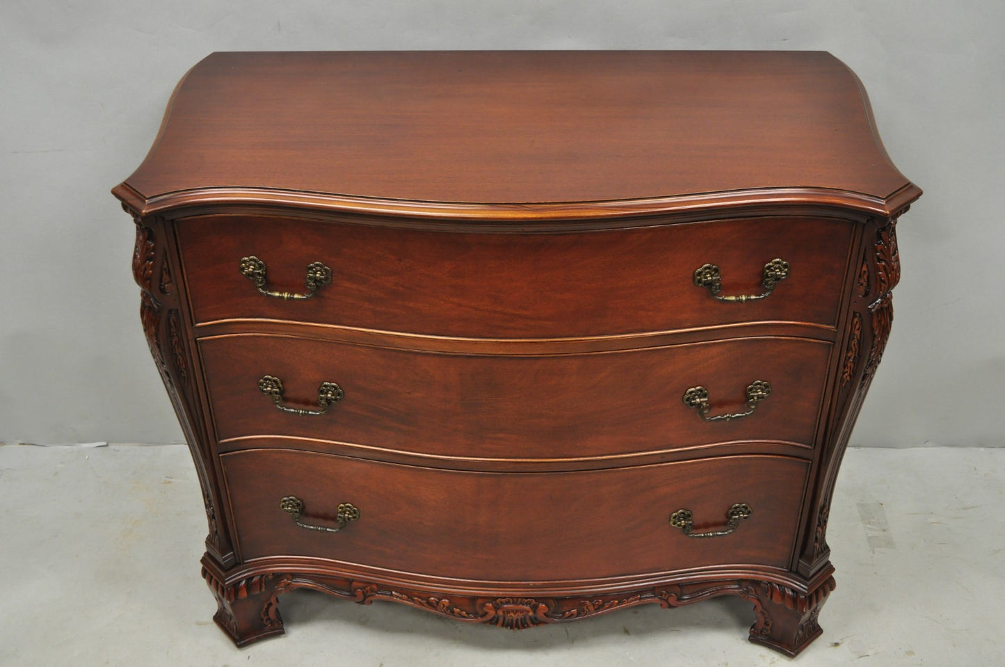 Vintage Georgian Mahogany Bow Front Server Chest Commode Dresser by John Stuart
