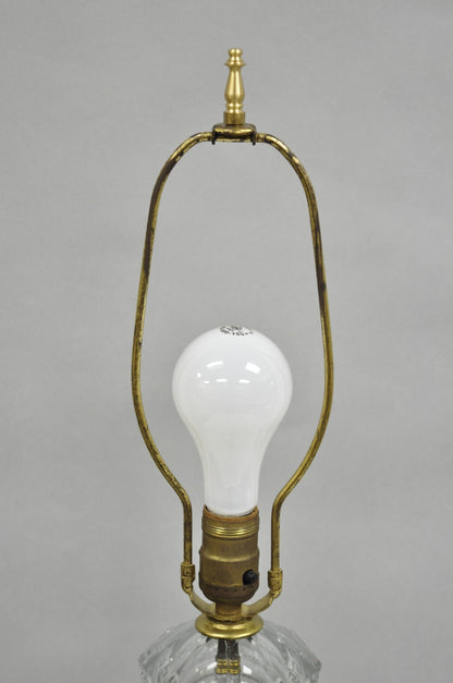 Antique Italian Hollywood Regency Faceted Clear Glass Greek Key Table Lamp