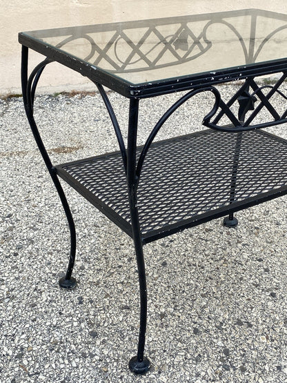 Vintage Wrought Iron Meadowcraft Salterini Style 2 Tier Garden Patio Side Table
