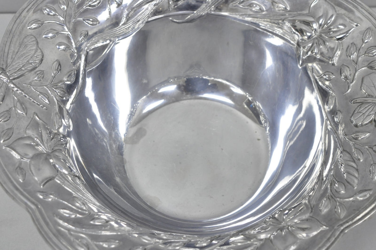 Vintage Lenox Dragonfly & Butterfly Meadow Art Nouveau Cast Aluminum Salad Bowl