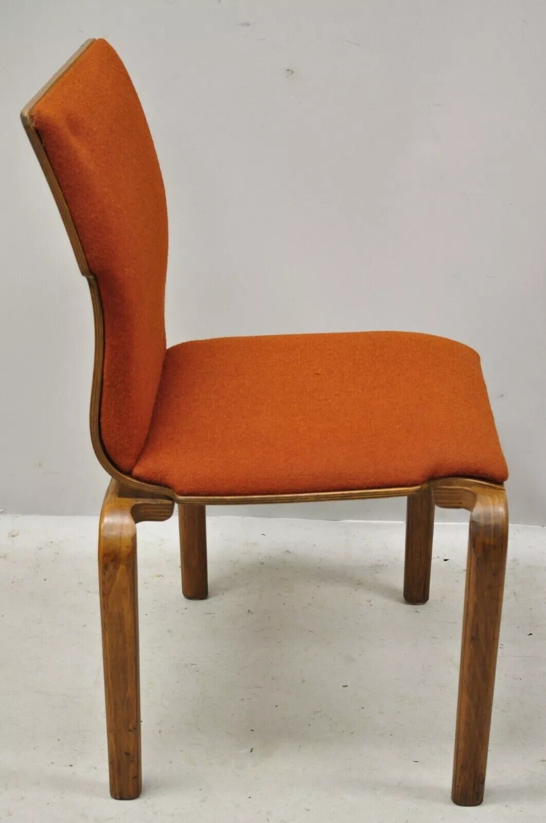 Mid Century Modern Sanders Bentwood Orange Stacking Dining Side Chair