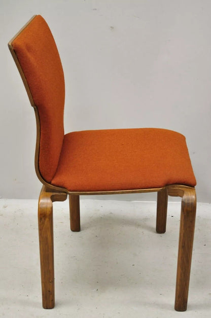 Mid Century Modern Sanders Bentwood Orange Stacking Dining Side Chair