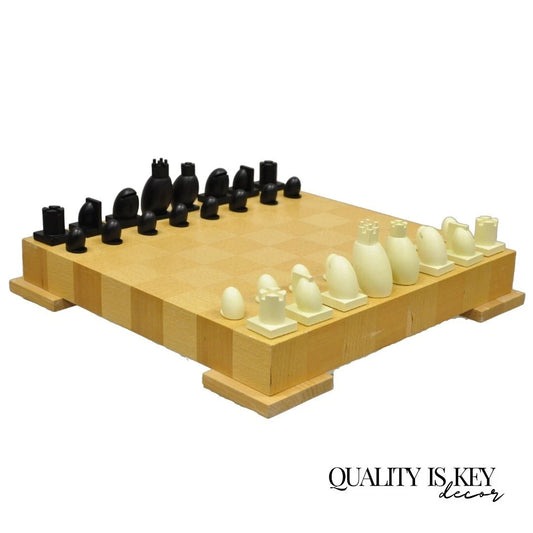 1990s Michael Graves Postmodern Chess & Checkers Set Maple Wood Modern Board
