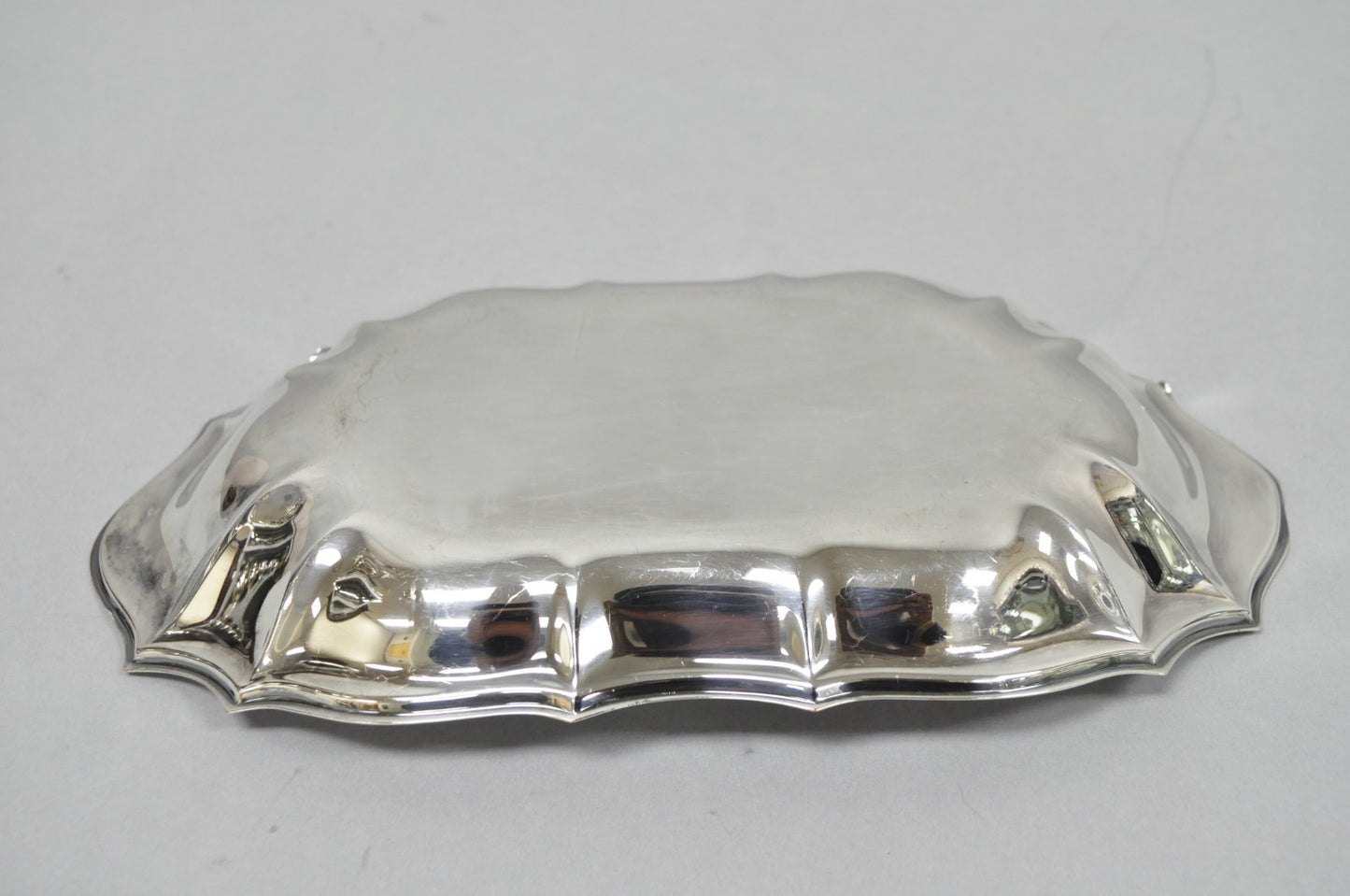 Vintage English Victorian Style Scalloped Oval Narrow Silver Plated Trinket Dish
