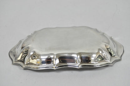 Vintage English Victorian Style Scalloped Oval Narrow Silver Plated Trinket Dish