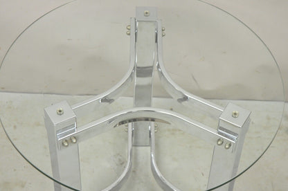 Vintage Chrome and Glass Mid Century Modern Space Age Round Accent Side Table