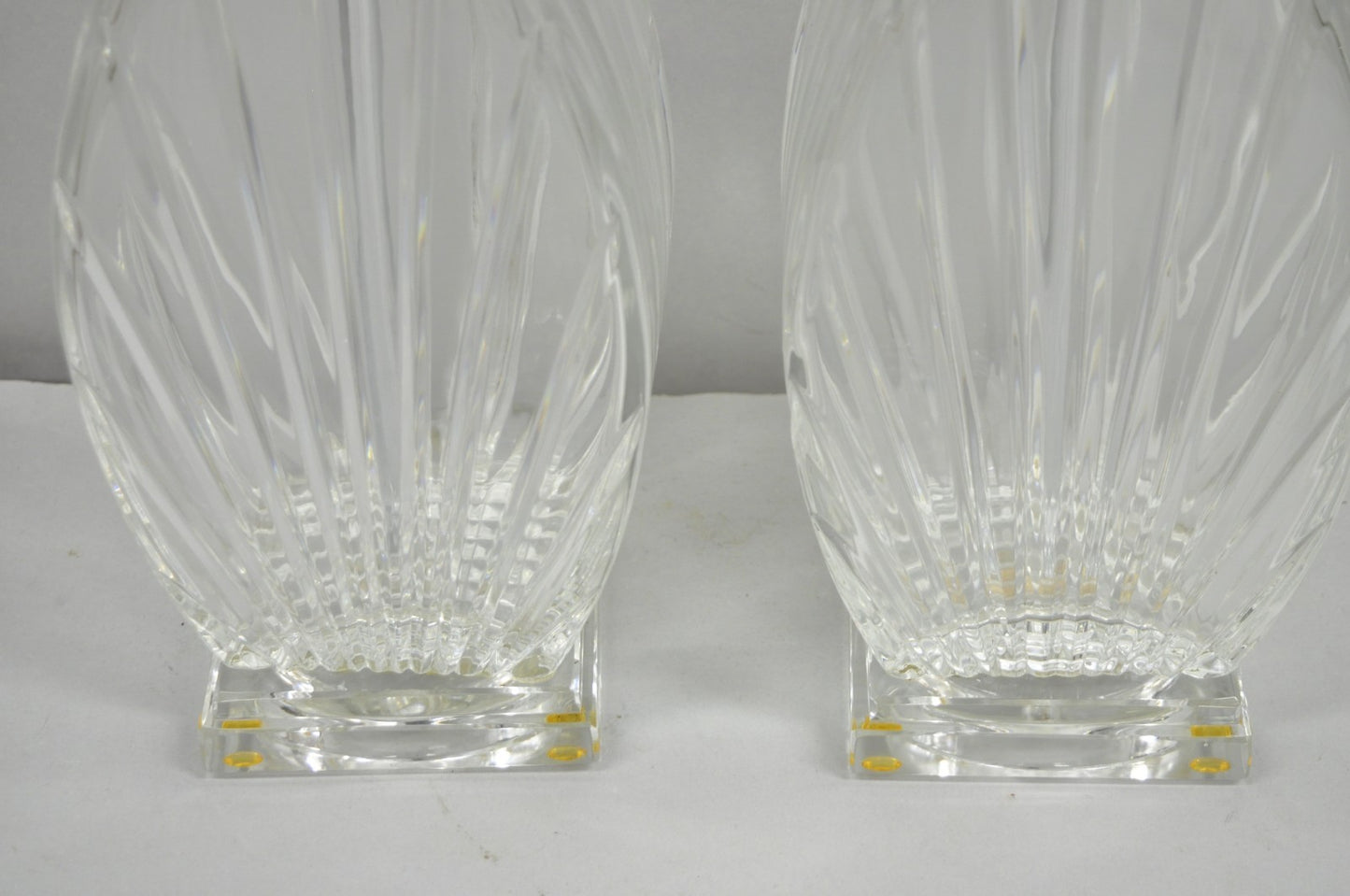 Vintage Mid Century Modern Crysal Glass & Acrylic "Fan" Table Lamps - a Pair