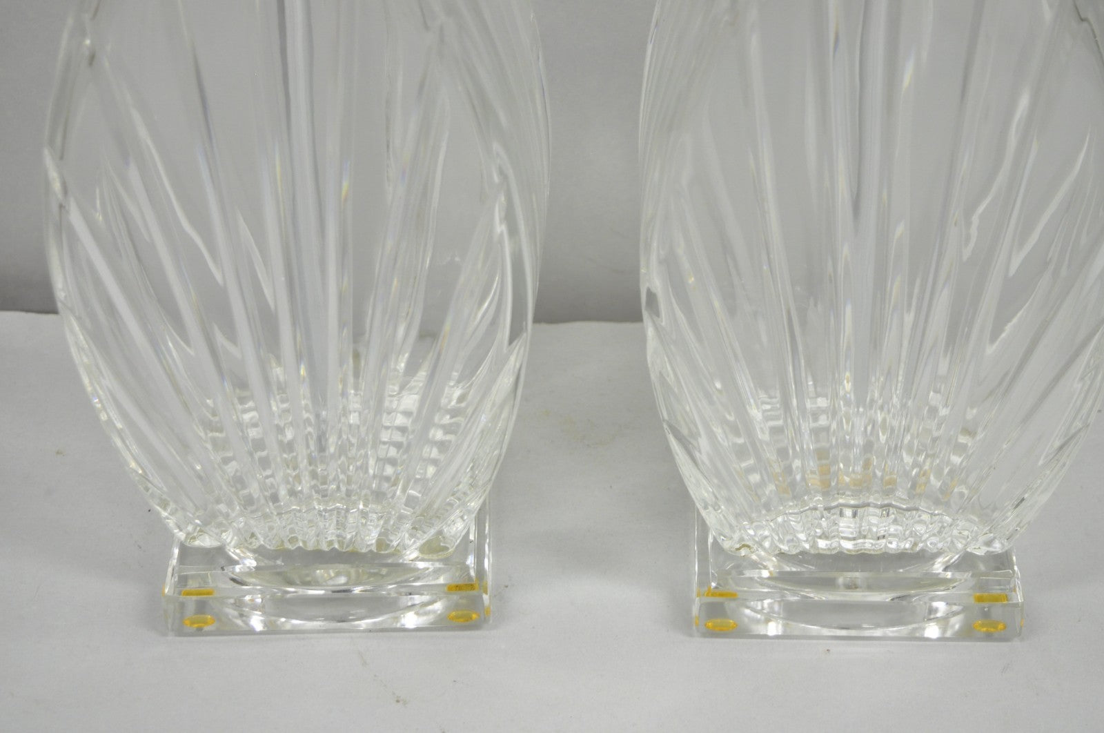 Vintage Mid Century Modern Crysal Glass & Acrylic "Fan" Table Lamps - a Pair