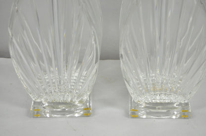 Vintage Mid Century Modern Crysal Glass & Acrylic "Fan" Table Lamps - a Pair