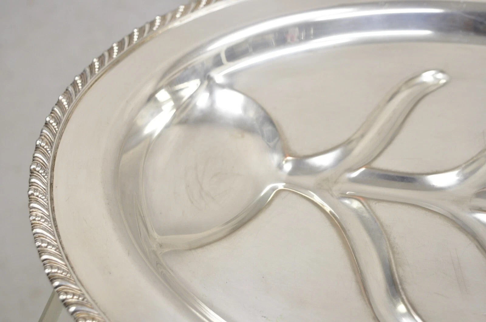 Vintage English Regency Silver Plated Oval Meat Cutlery Serving Platter Tray