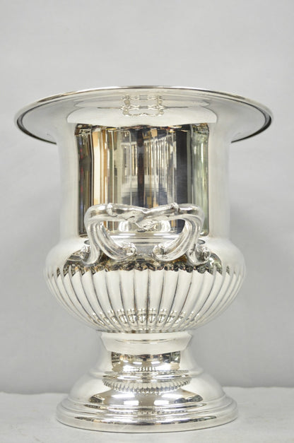 Vintage Regency Silver Plated Trophy Cup Urn Ribbed Champagne Chiller Ice Bucket