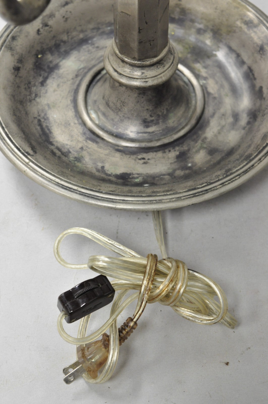 Visual Comfort & Co French Country Antiqued Pewter Bouillotte Tole Table Lamp