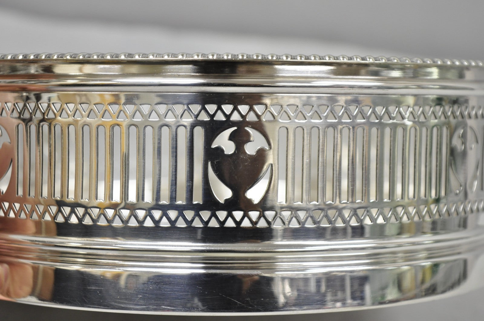 Antique Gorham English Edwardian Silver Plated "Urns" Large 9" Bar Wine Coaster