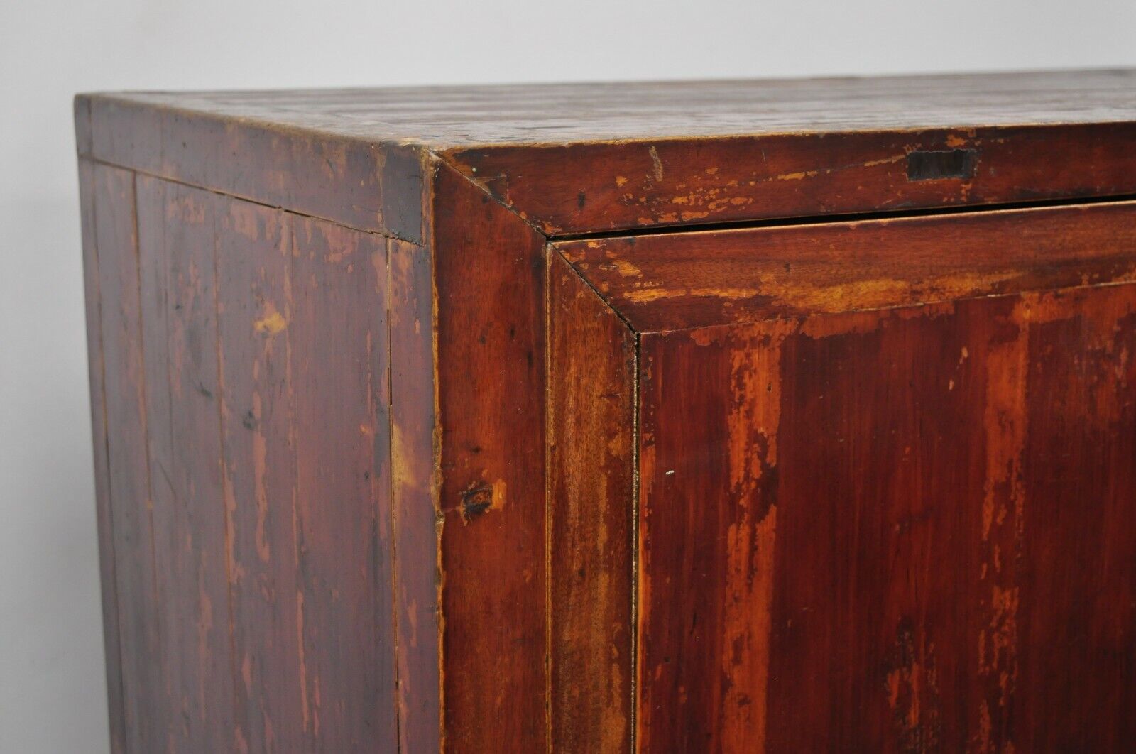 Antique Asian Red Lacquer Oriental Chinese Marriage Wedding Cabinet Wardrobe