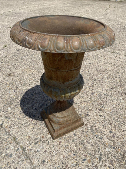 Vintage French Style Large 37" Cast Iron Campana Urn Outdoor Garden Planter Pot