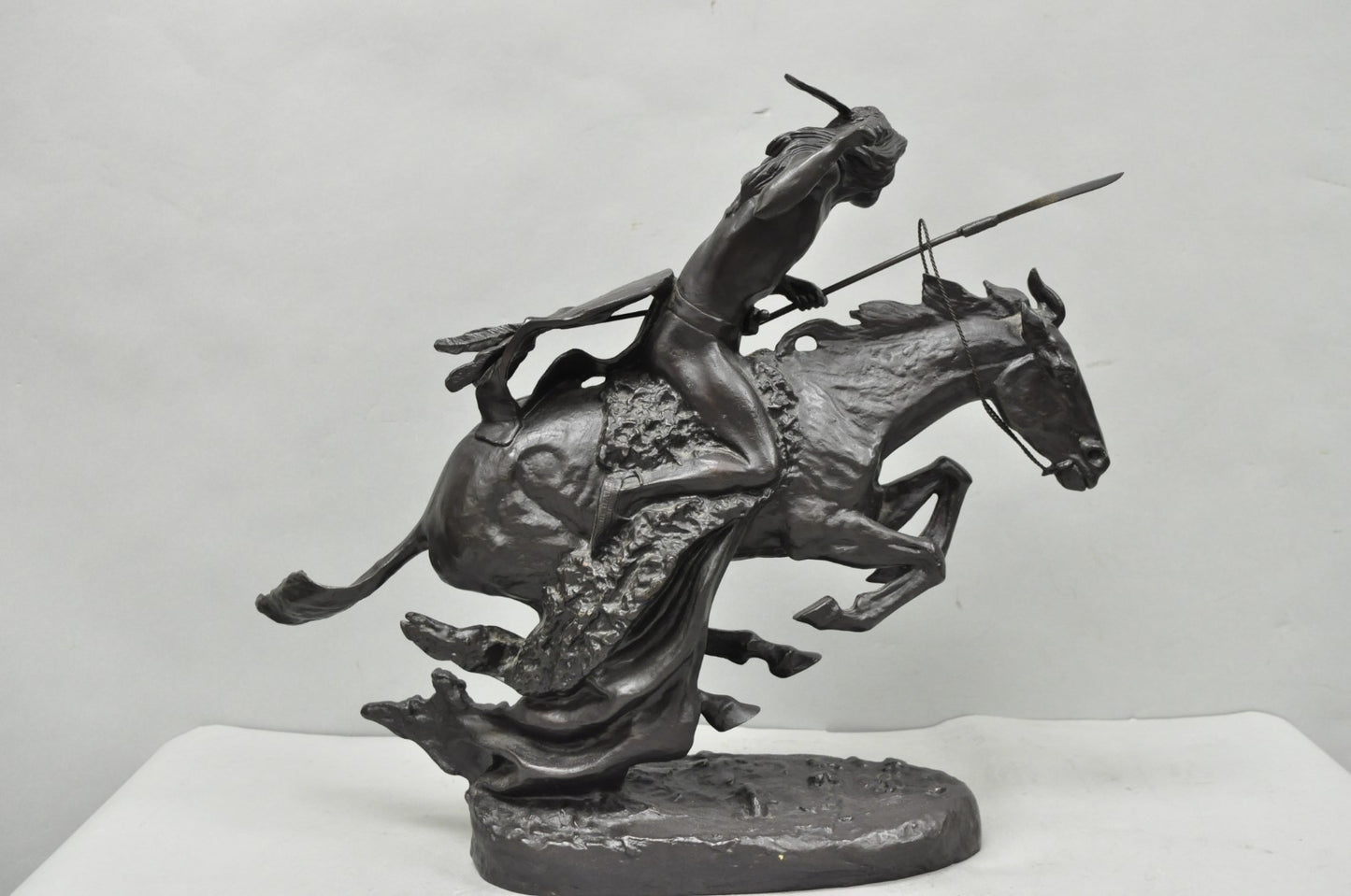 Frederic Remington "Cheyenne" Lost Wax Cast Bronze Native American Sculpture