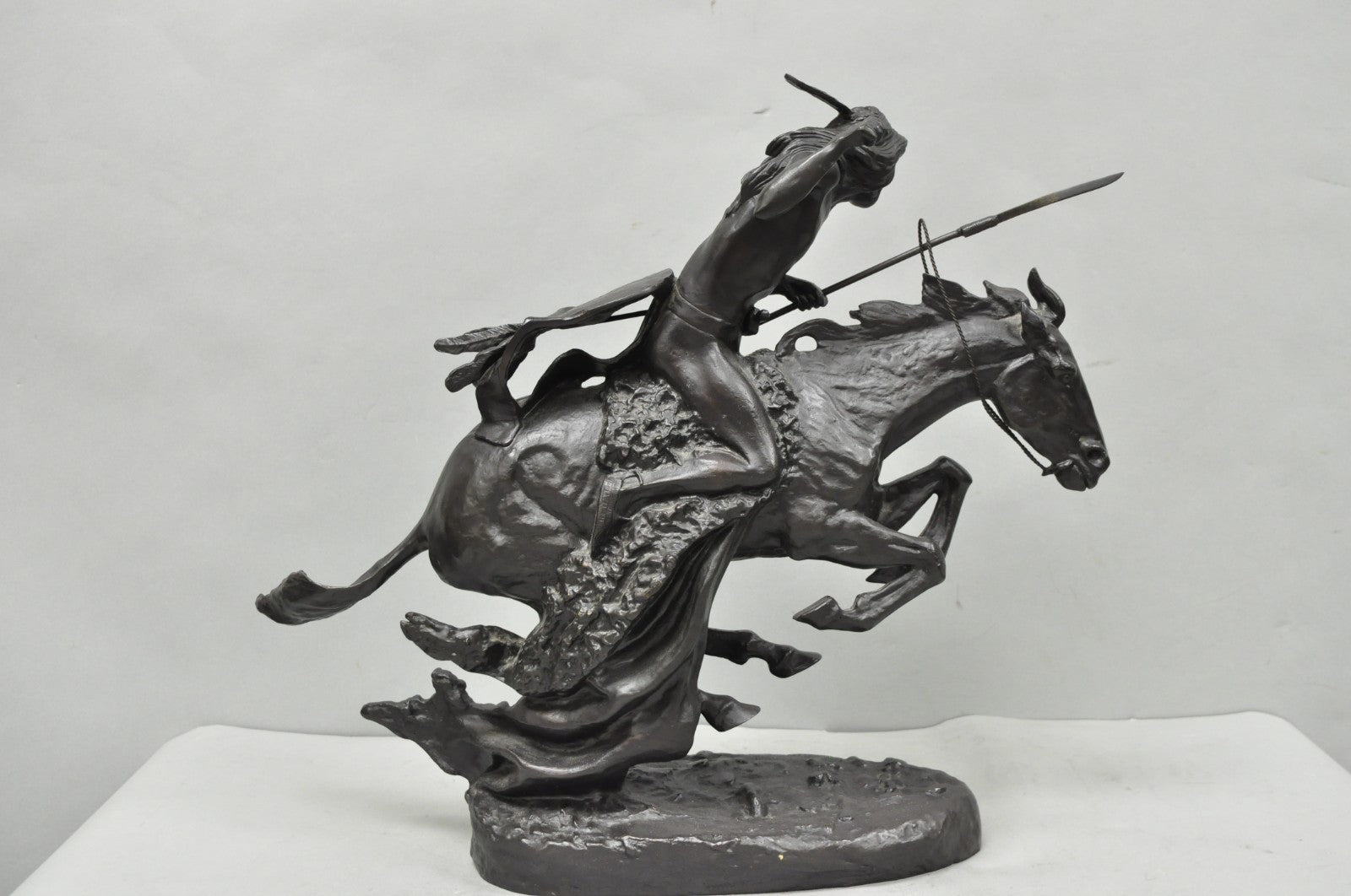 Frederic Remington "Cheyenne" Lost Wax Cast Bronze Native American Sculpture