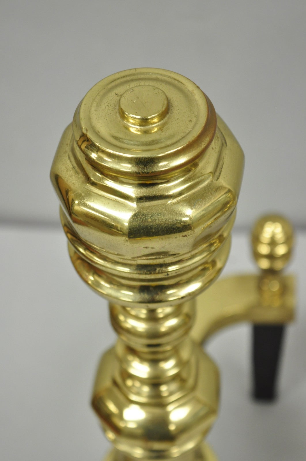 The Harvin Co Vintage Brass Federal Style Branch Foot Fireplace Andirons - Pair