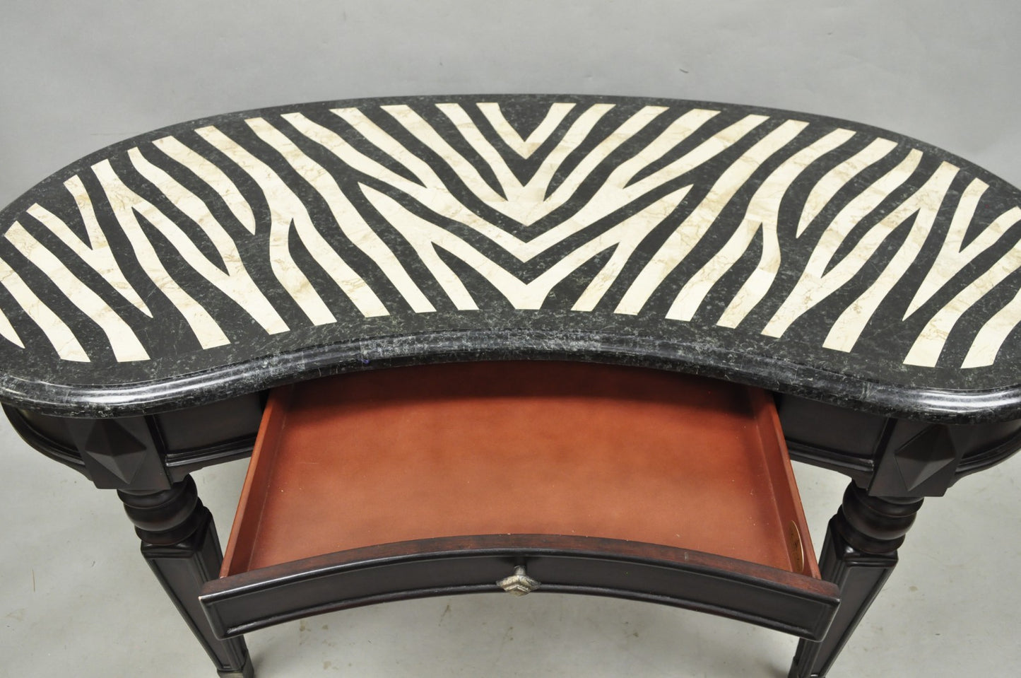 Seven Seas by Hooker Furniture Zebra Tessellated Stone Kidney Shaped Table Desk
