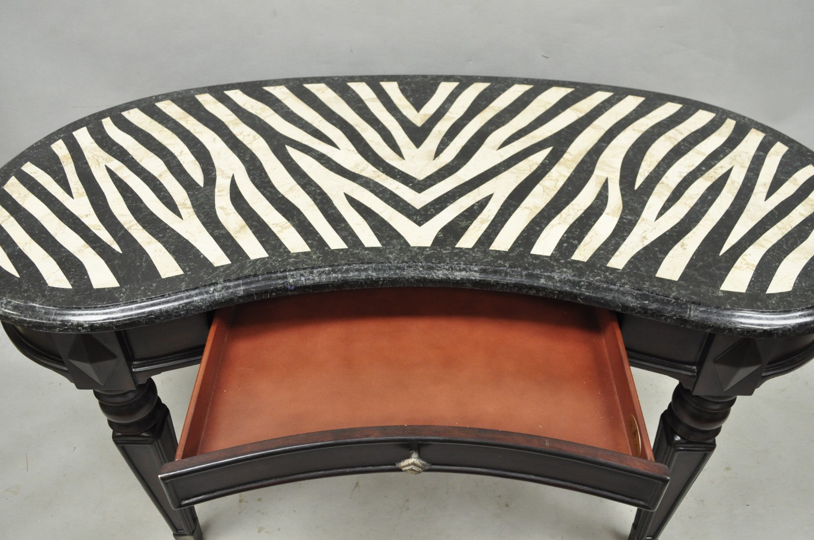 Seven Seas by Hooker Furniture Zebra Tessellated Stone Kidney Shaped Table Desk